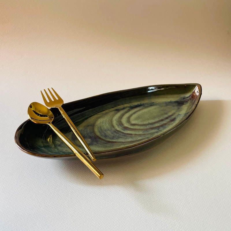 Olive Drip Ceramic Platter media 4