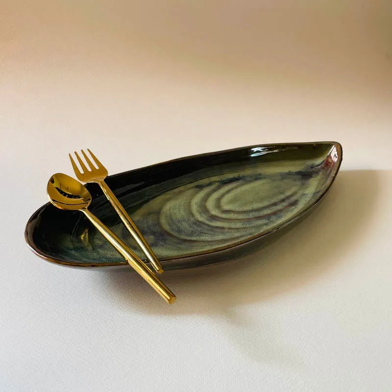 Olive Drip Ceramic Platter media 4