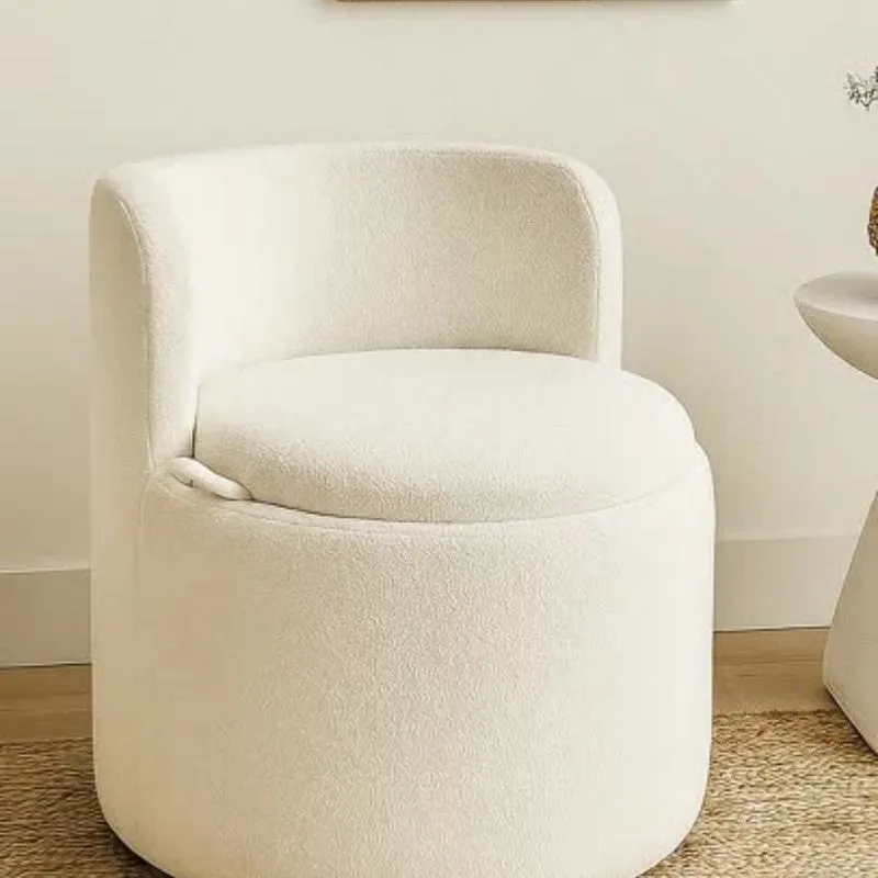 Comfora Solid Ivory Sherpa Fabric Ottoman media 4
