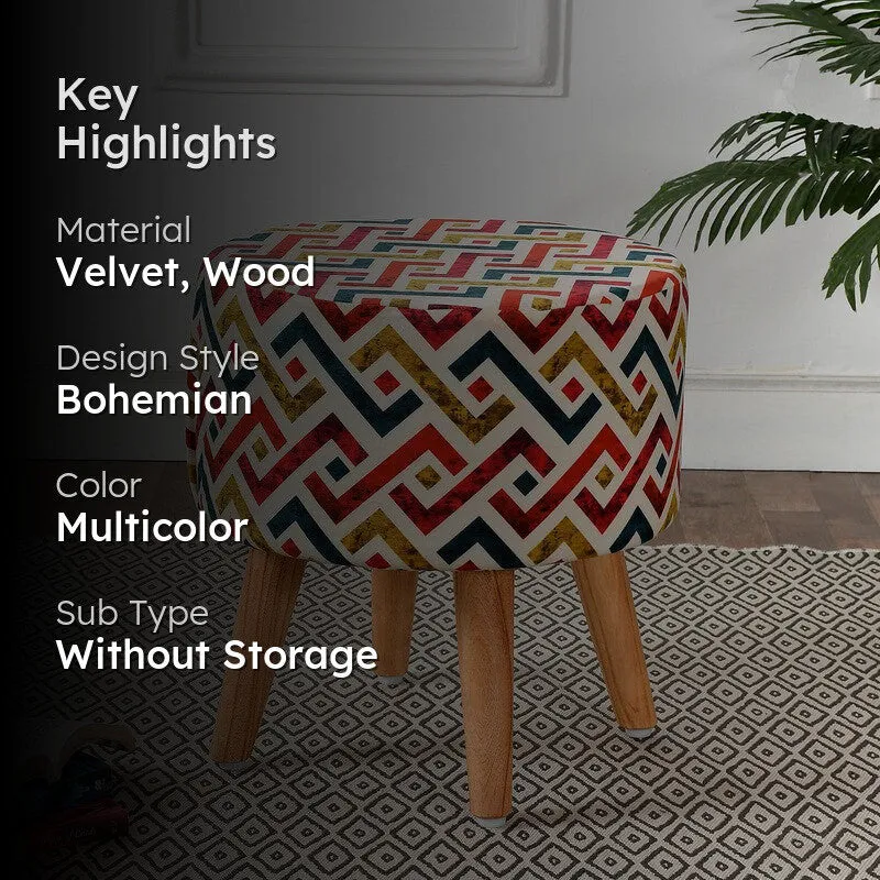 Ripple Zigzag-print Velvet Ottoman - Multicolor media 2