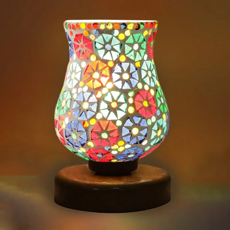 Aureline Mosaic Glass Table Lamp With Wooden Base - Multicolor media 6