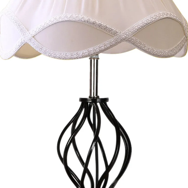 Gloflare Cotton Table Lamp With Wooden Base - Ivory media 8