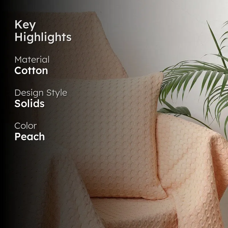 Tender Loom Knitted Cotton Throw (Peach) - Two Piece Set media 2
