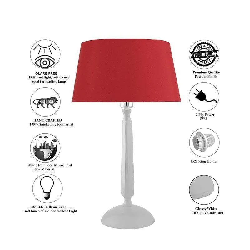 Marvel Luminary White Fabric Table Lamp - White,Red media 6