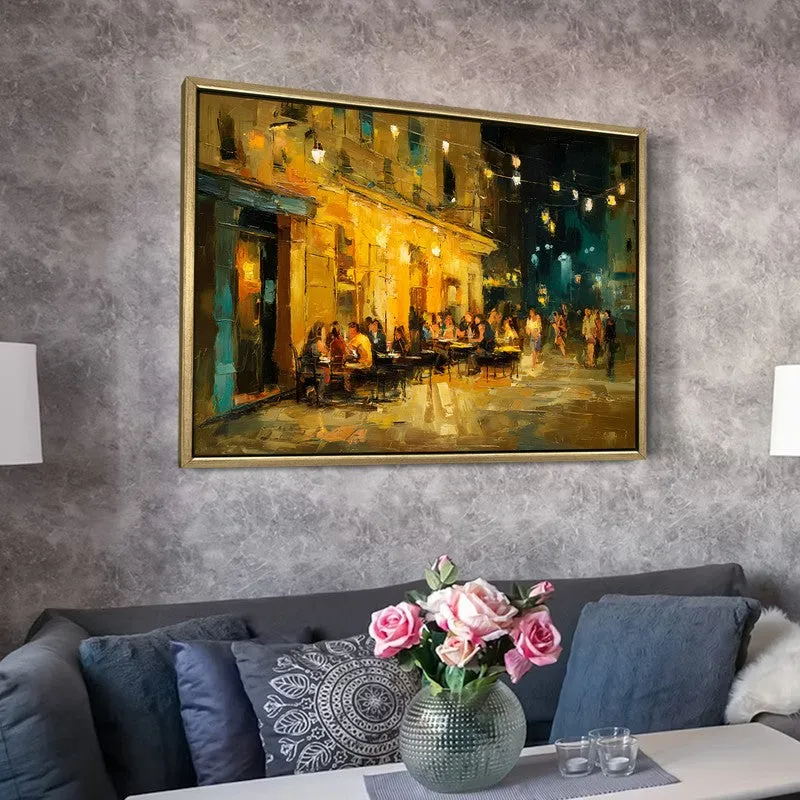 Evening Cafe Canvas Wall Painting With Frame media 6