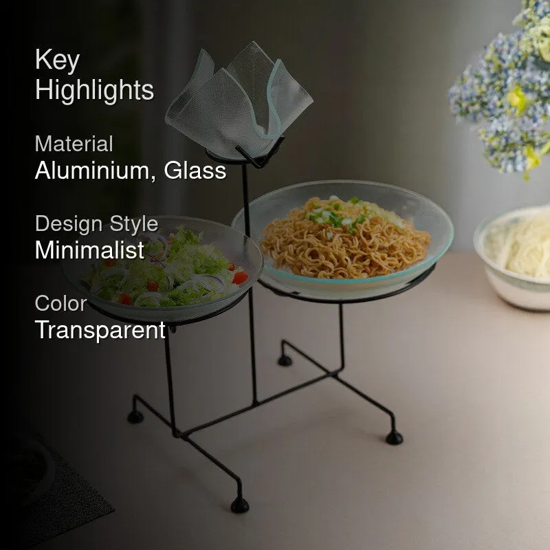 Radiant Duo (Aluminum,Glass) Snack Stand with candle holder media 2