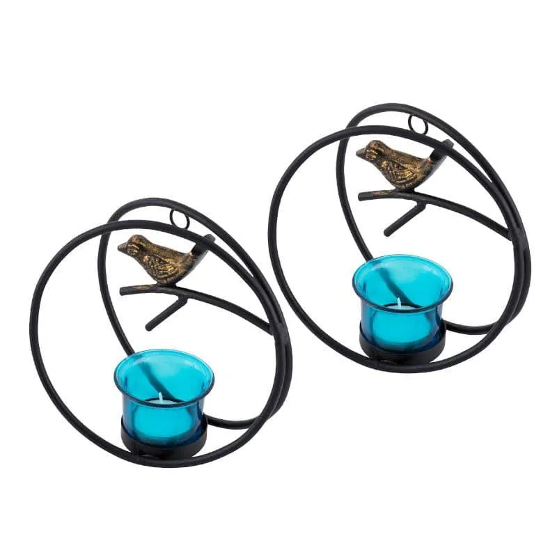 Bird Ring Candle Holder (Turquoise) - Set Of Two media 3