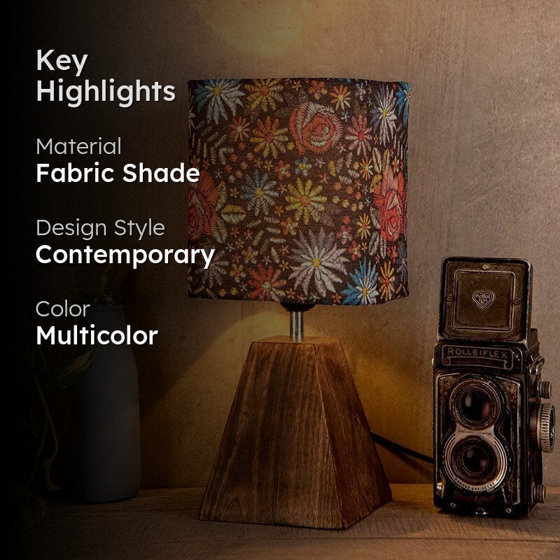 Psychedelic Trance Fabric Table Lamp - Multicolor media 2