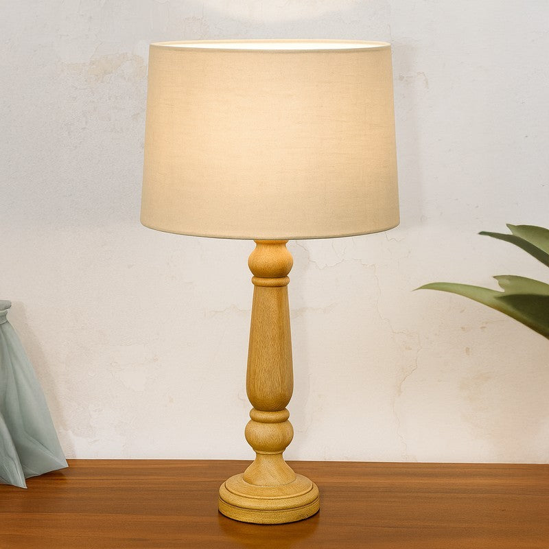 TranquilGlow Relaxing Wooden Table Lamp - Beige