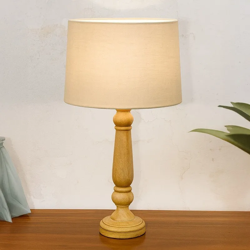 TranquilGlow Relaxing Wooden Table Lamp - Beige media 1