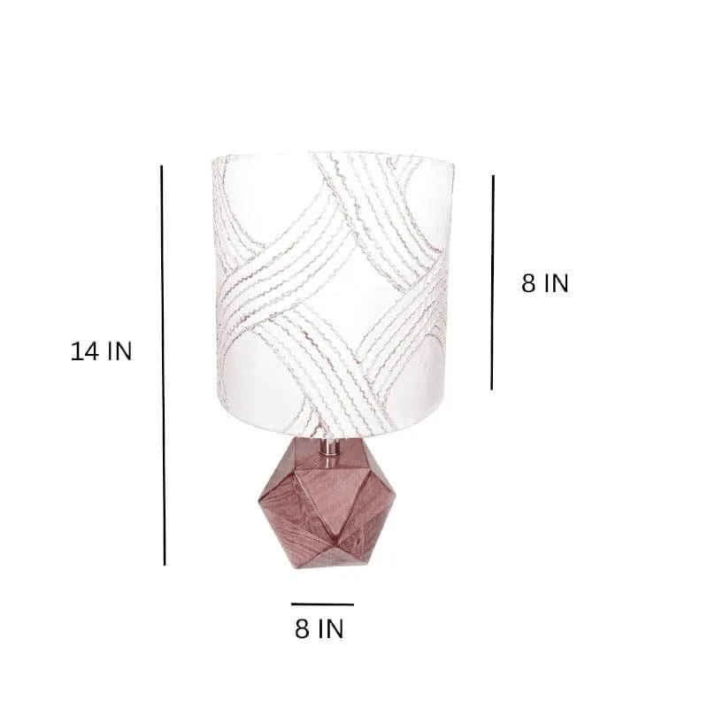 Whimsy Waves Hexa Fabric Table Lamp - Beige,Brown media 5