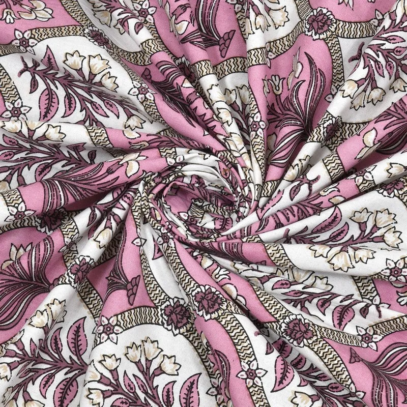 Nesty Cotton Bedsheet (Pink,Off White) - 240 TC media 5