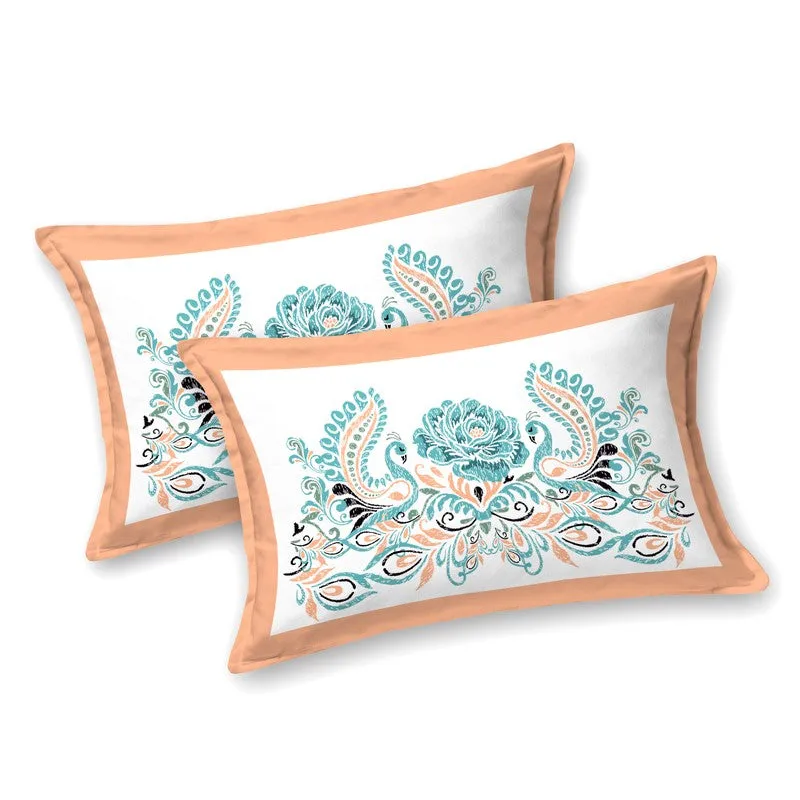 Ethnic Classic Cotton Bedsheet (Orange,White) - 120 TC media 3