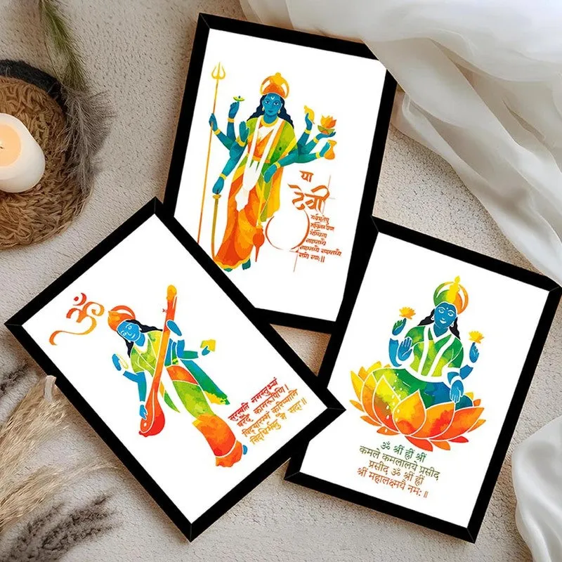 Avatars Of Devi Wall Art with Frame - Set Of Three media 4