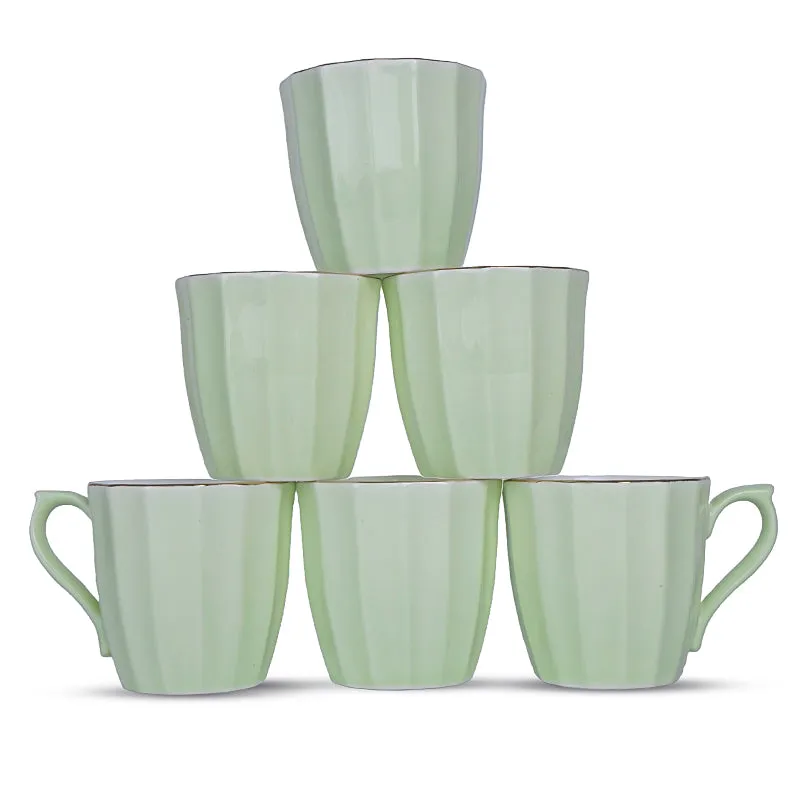 Ereva Porcelain Tea Cup (200 mL Each)/Green)-  Set of Six - 5