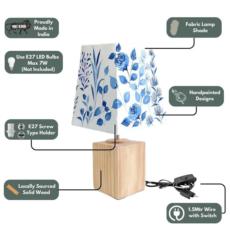 Rosha Indigo Bloom Handpainted Fabric Table Lamp - Multicolor media 4