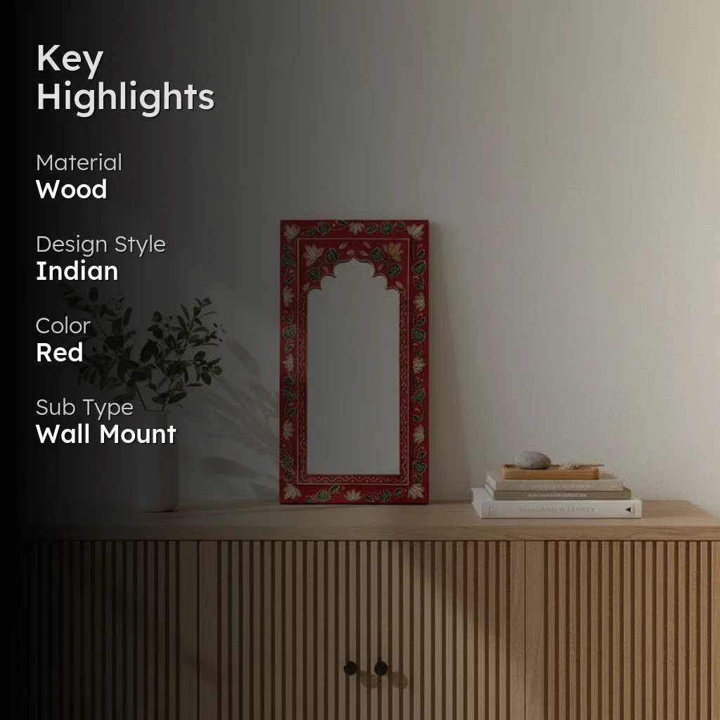 Decorative Wooden Wall Mirror - Red media 2