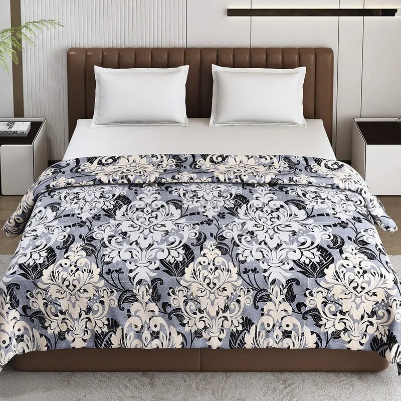 Monte Carlo Symmetry Indian Motif Print Polyester Blanket (Grey) - 210 GSM media 3