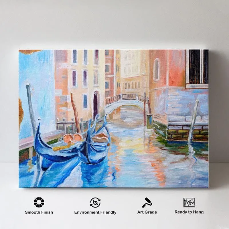 Gondola In Venice Canvas Wall Painting - Gallery Wrap media 4