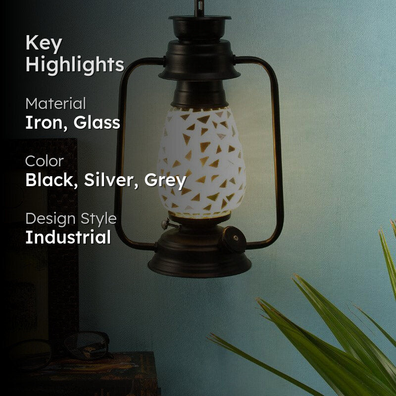 Dvija Mosaic Lantern Iron Wall Lamp - Black media 2