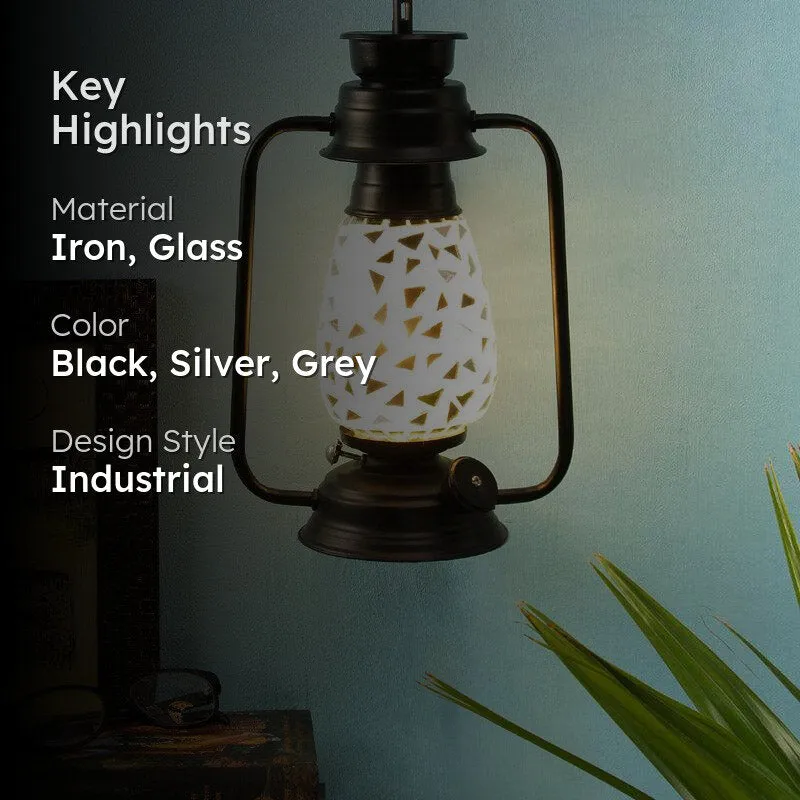 Dvija Mosaic Lantern Iron Wall Lamp - Black media 2