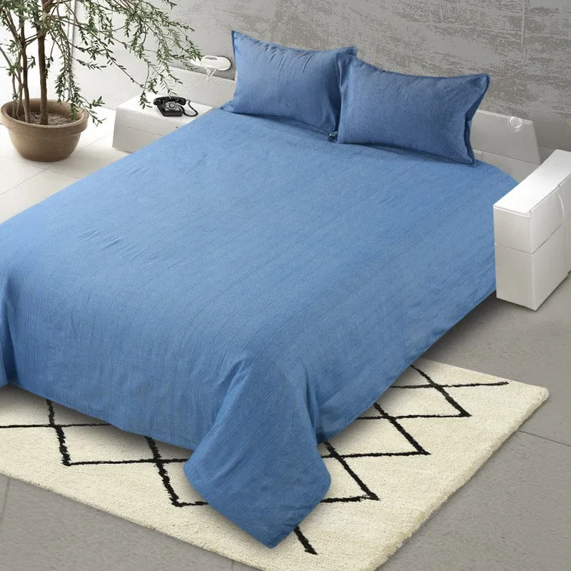 Serene Spread Cotton Bedsheet (Navy) - 220 TC media 4