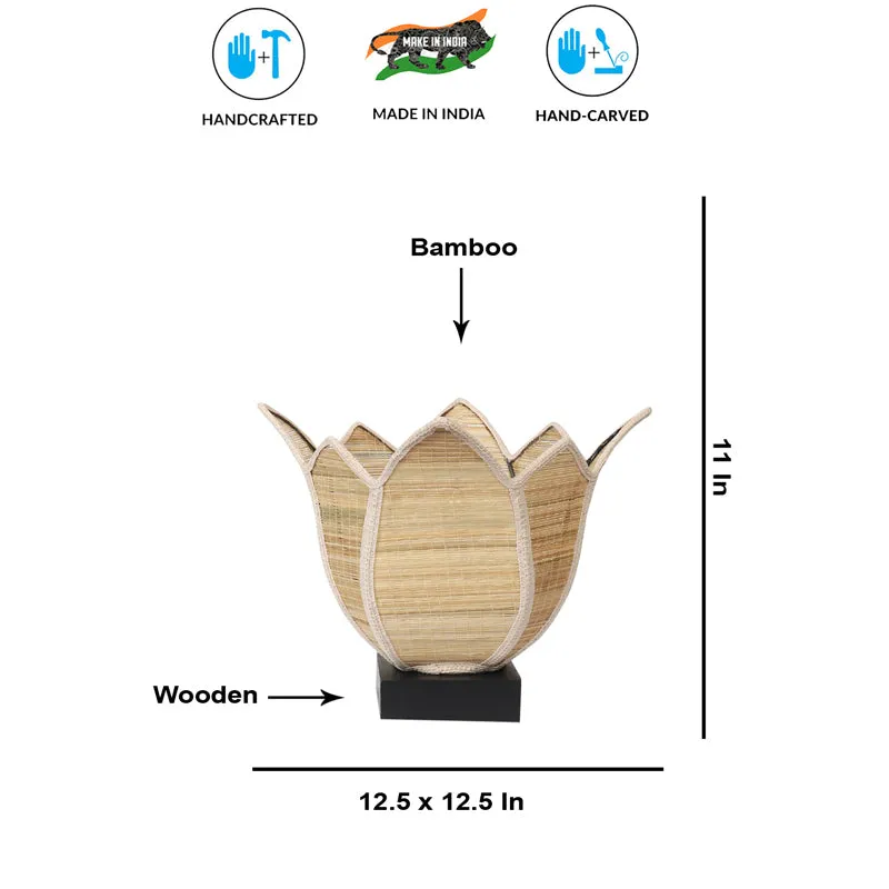 Glevara Bamboo Petal Edge Table Lamp - Beige media 7