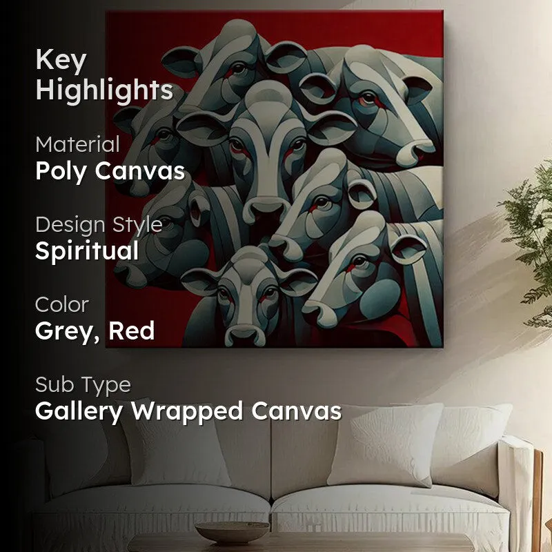Herd Of Cows Poly Canvas Wall Painting media 2