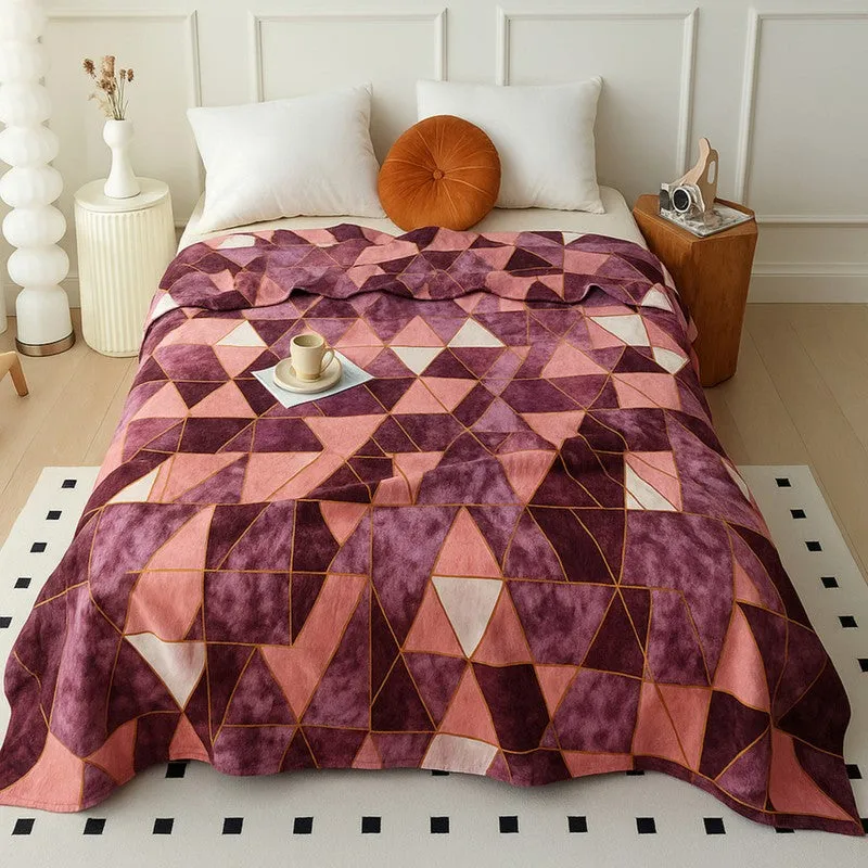 Rosatri Geometric Woolen Blanket (Multicolor) - 210 GSM media 1