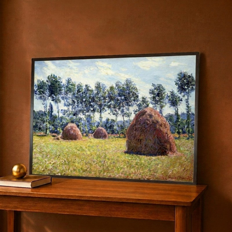 Haystacks at Giverny Canvas Wall Painting - 12 x 9 Inches