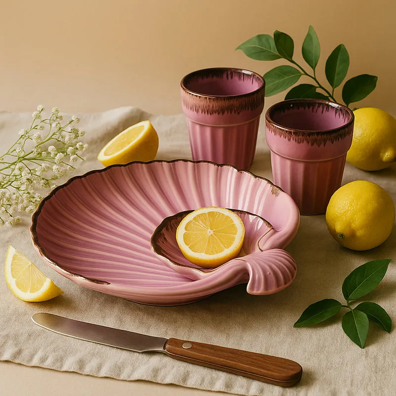 Ocean Glaze Ceramic Platter with Kulha - Three Piece Set media 3
