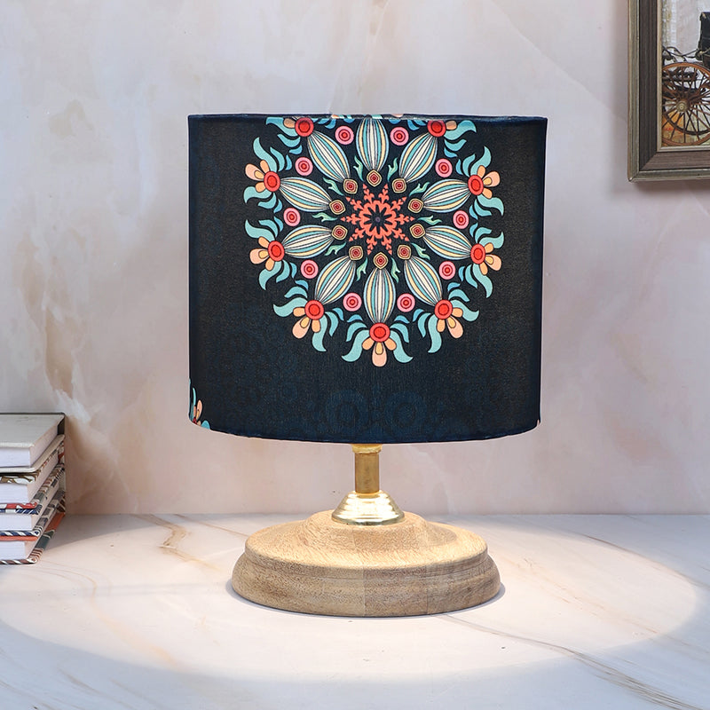 Toile Pebble Printed Mango Wood Table Lamp - Multicolor