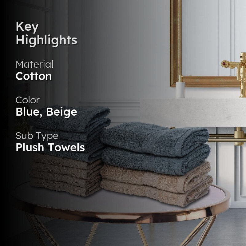 Miorah Hand & Face Towel Combo (Grey & Beige) - Set Of Twelve media 2