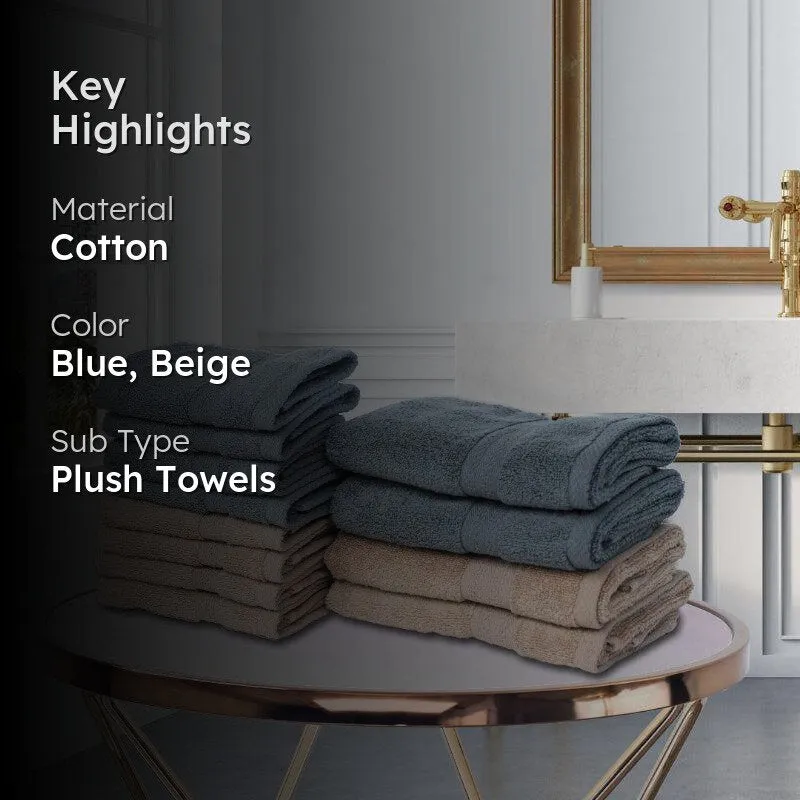 Miorah Hand & Face Towel Combo (Grey & Beige) - Set Of Twelve media 2