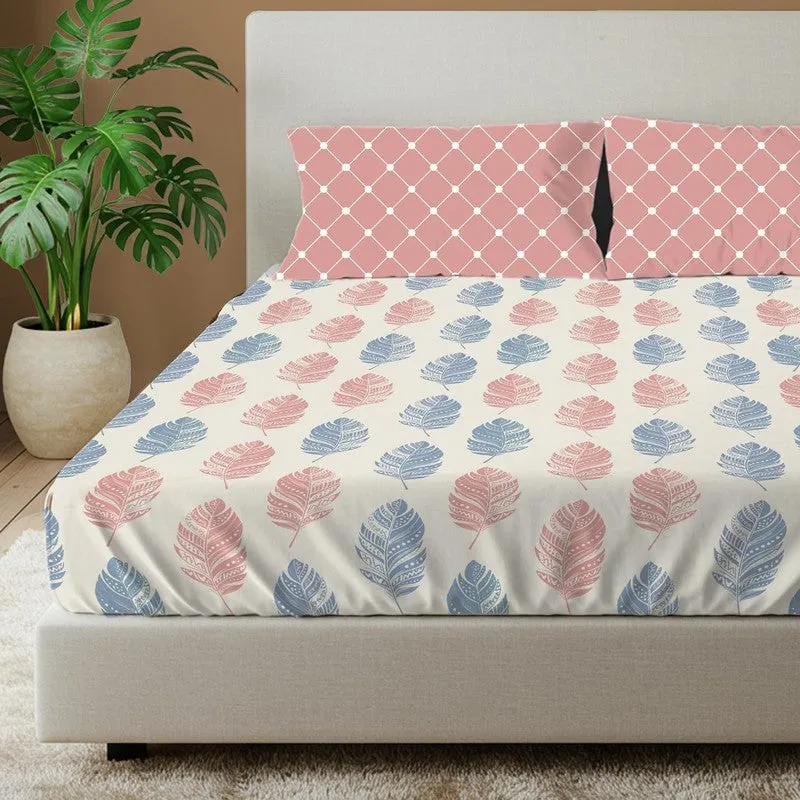 Urban Space Graceful Petals Cotton Bedsheet (Pink) - 144 TC media 3