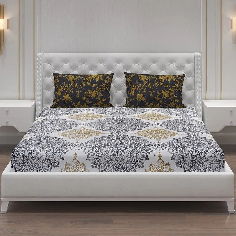 Monte Carlo Dio Mandala Cotton Bedsheet (Black,Yellow) - 104 TC media 3