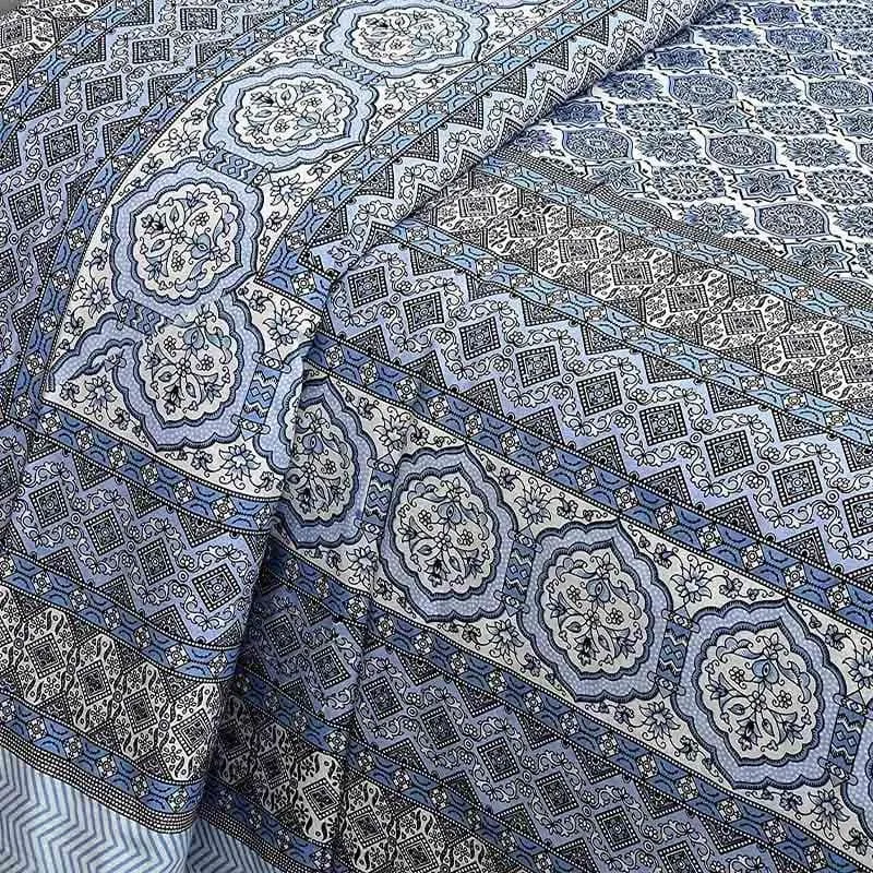 Neelambari Jaipuri Cotton Bedsheet (Blue) - 144 TC media 4