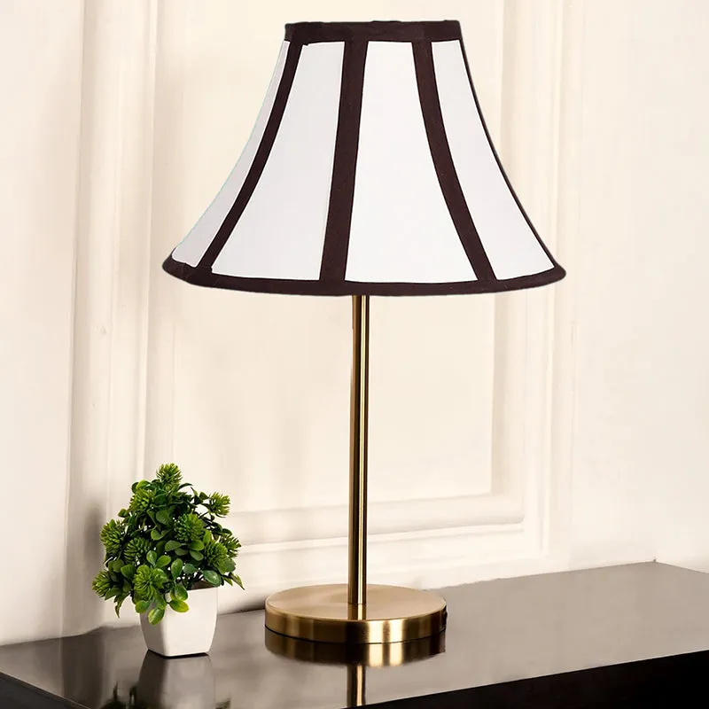 Windsor Shade Cotton & Metal Table Lamp - White,Gold media 2