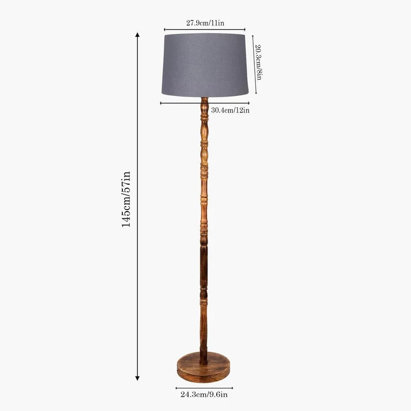Heritage Turned Wooden Floor Lamp - Black & Brown media 7