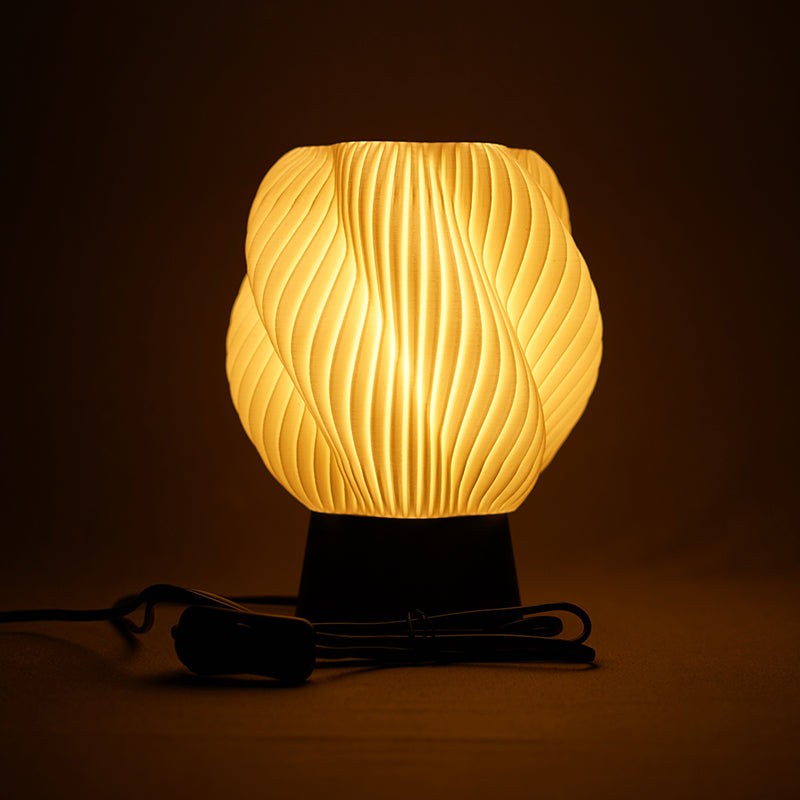 Flora Beam 3D Printed Table Lamp - White,Black media 3