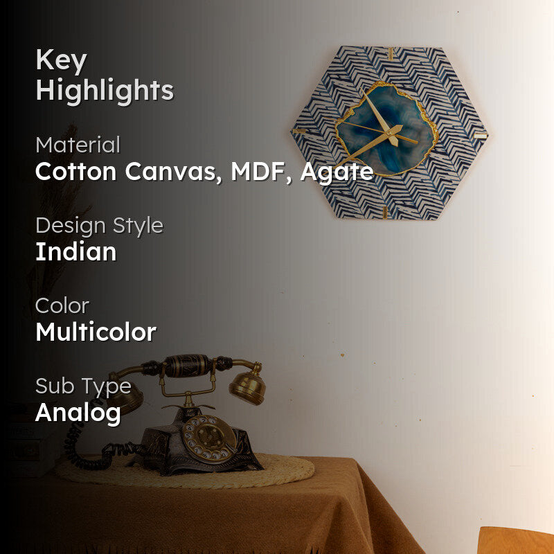 Azure Chevron MDF Wall Clock - Hexagon media 2