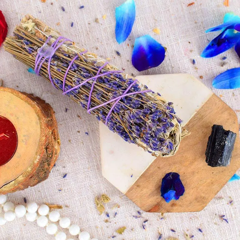 White Sage With Lavender And Black Tourmaline Smudge Wand media 4