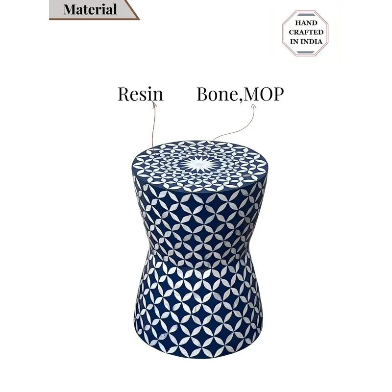 Brio Bone Inlay Round Side Table - Blue media 6