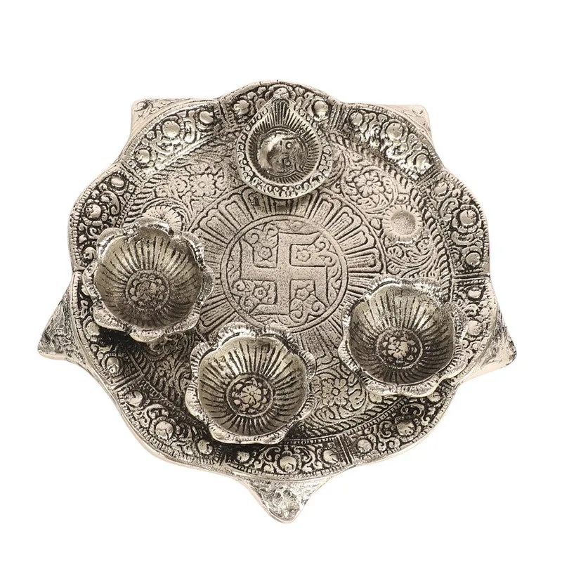 Anantya Pooja Thali Set - Silver media 9