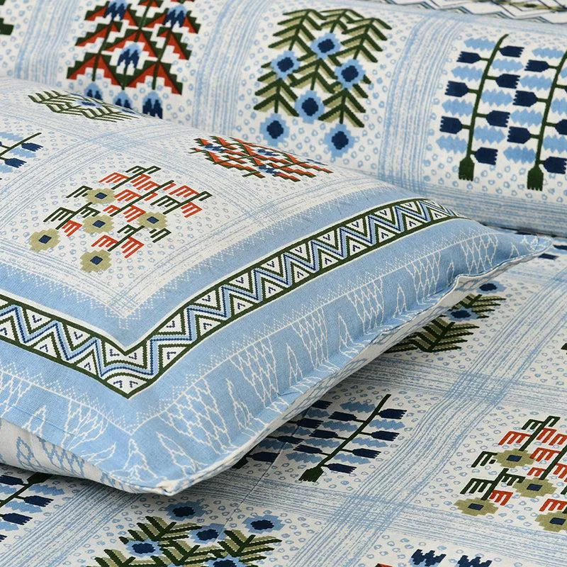 Ishani Breeze Floral Cotton Bedsheet (Blue & White) - 160 TC media 4