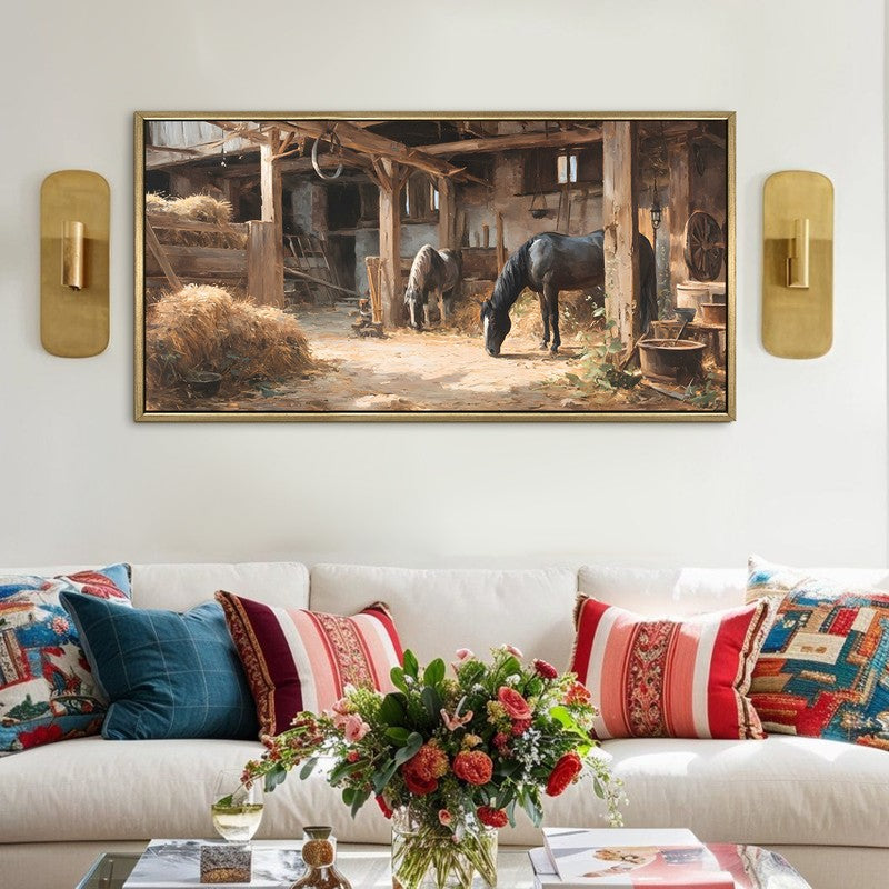 Horse Haven Canvas Wall Painting With Frame