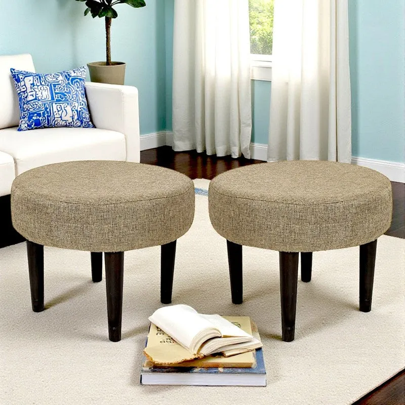 Pavro Sheesham Wooden Stools (Beige) - Set Of Two media 1