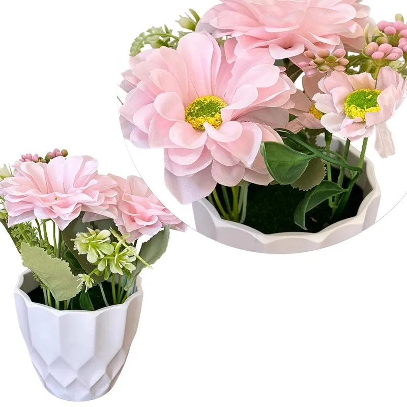 Cadris Ceramic Vase With Artificial Flower (Soft Pink) - Set Of Two media 5