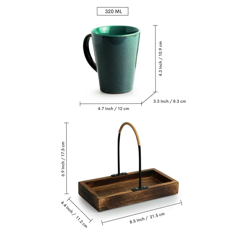 Azraq Handglazed Ceramic Coffee Mug With Tray (320 ML) - Three Piece Set media 8