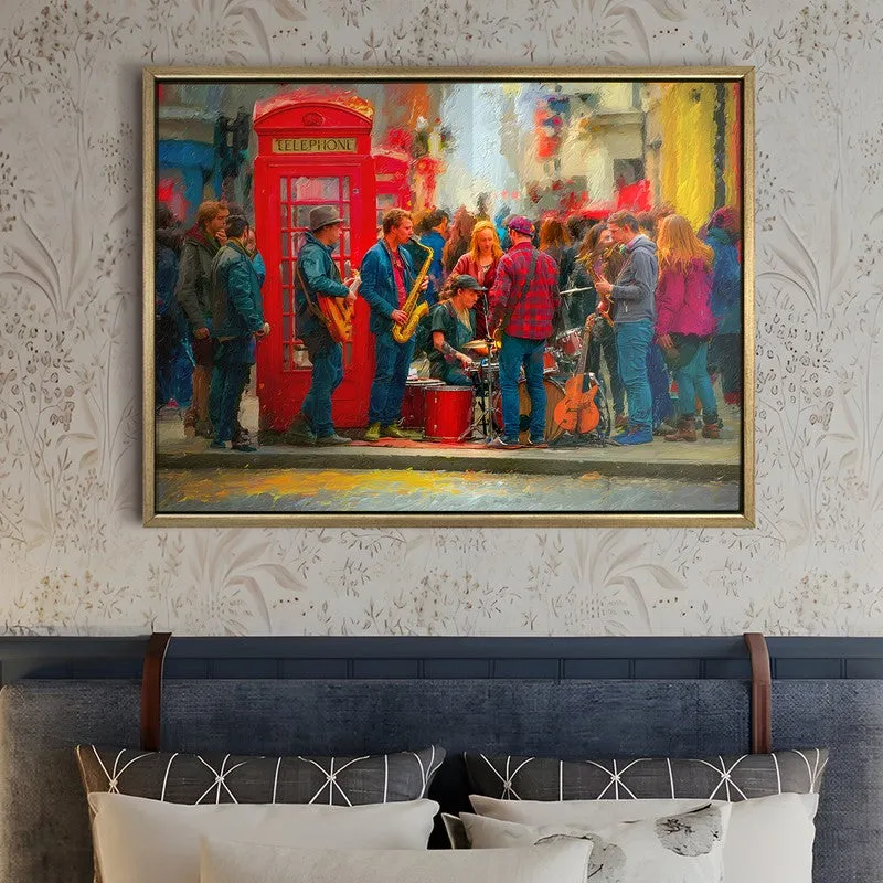 Red Booth Canvas Wall Painting With Frame media 5